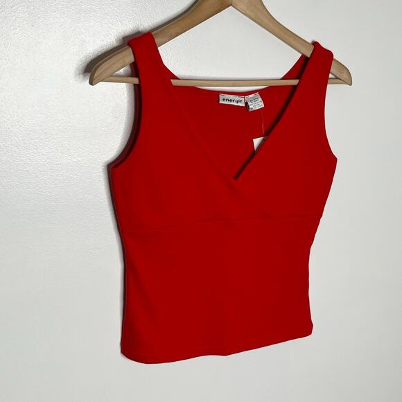 Vintage 90s Y2K Energie Babydoll Tank Top Womens Large Red Cotton Deadstock - Picture 2 of 8